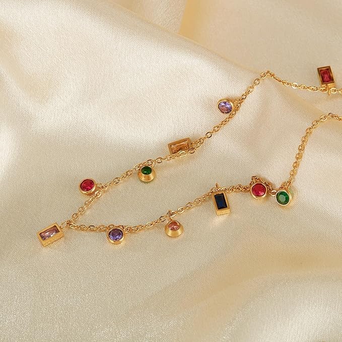 Colorful Small Multiple Charms Chain Necklace