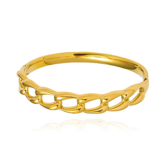 Gold bracelet on a white background