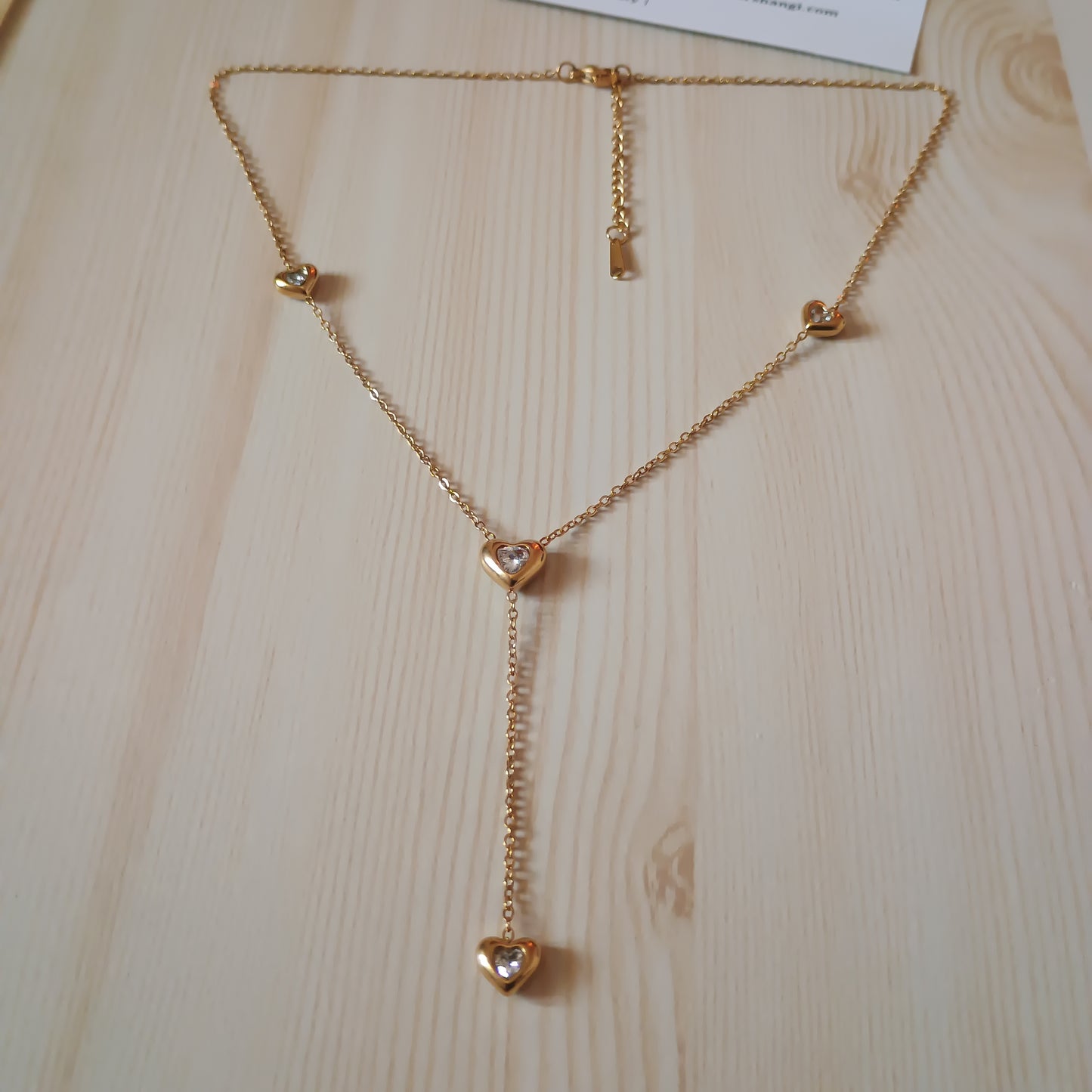 White Stone Heart Dangling Charms Necklace