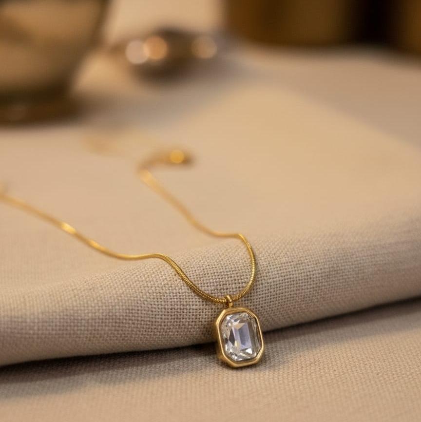 White square dainty necklace