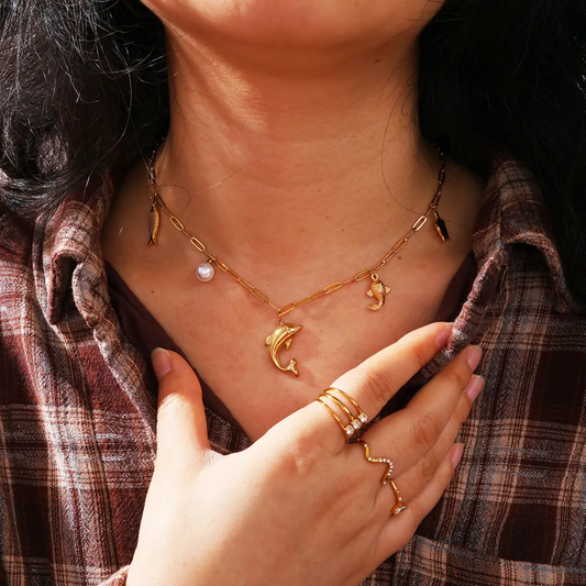 Ocean Charms Necklace with Pearl Details