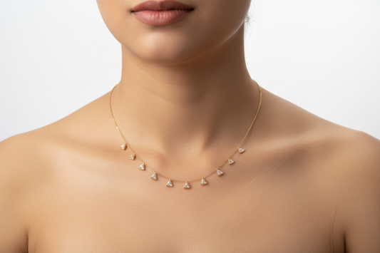 Minimal Triangle Solitaire Charm Necklace