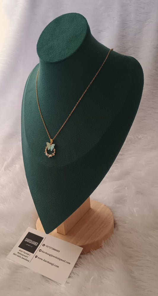 Blue Butterfly Chain Pandent Necklace