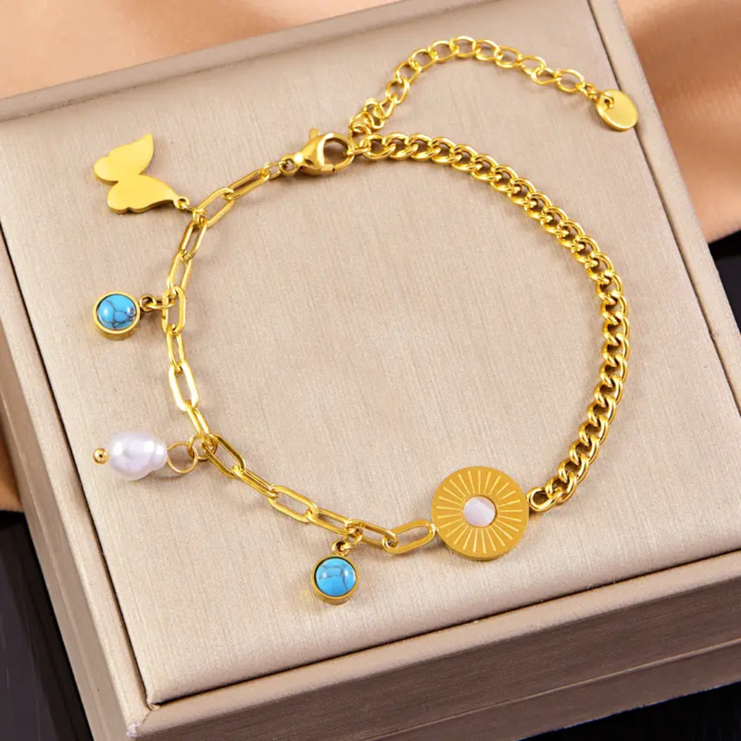 Golden Multi-Charm Bracelet