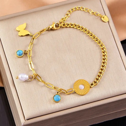Golden Multi-Charm Bracelet