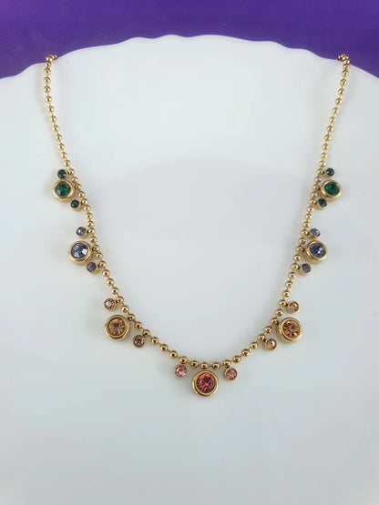 Radiant Multicolor Stone Necklace – Anti-Tarnish