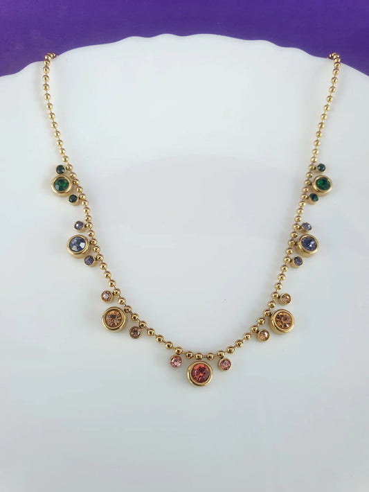 Radiant Multicolor Stone Necklace – Anti-Tarnish