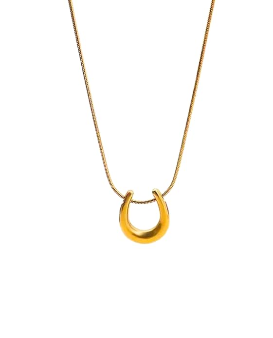 Golden Sculpted Loop Pendant Necklace