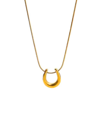 Golden Sculpted Loop Pendant Necklace