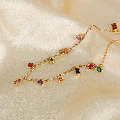 Colorful Small Multiple Charms Chain Necklace