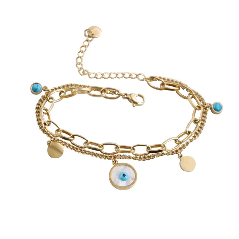 Golden Evil Eye Multi-Layer Bracelet