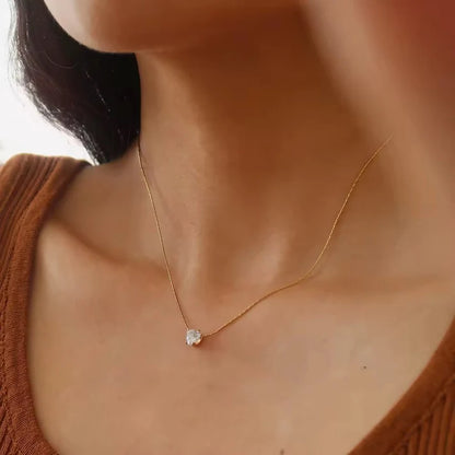 Dainty Heart Solitire Stone Necklace