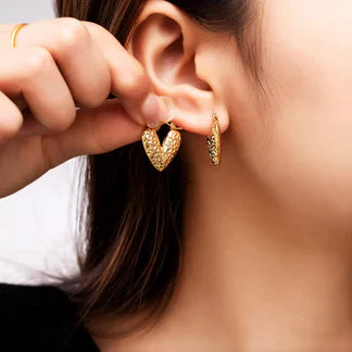 Golden Heart Hoop Earrings