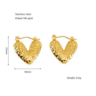 Golden Heart Hoop Earrings