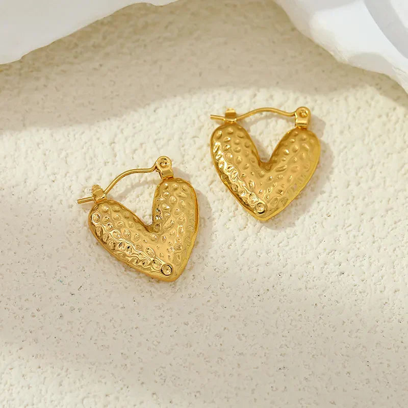 Golden Heart Hoop Earrings