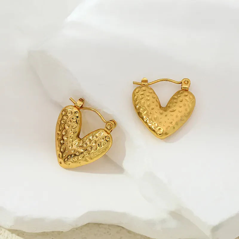 Golden Heart Hoop Earrings