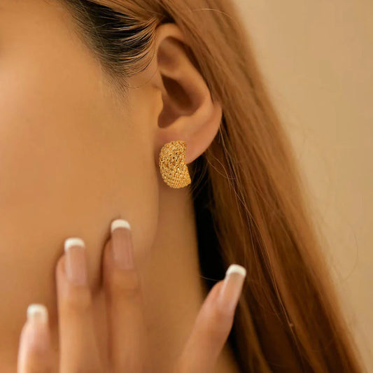 Get Glow Textured Hoop Studs