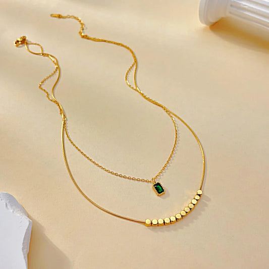 Green Stone Double Layered Necklace
