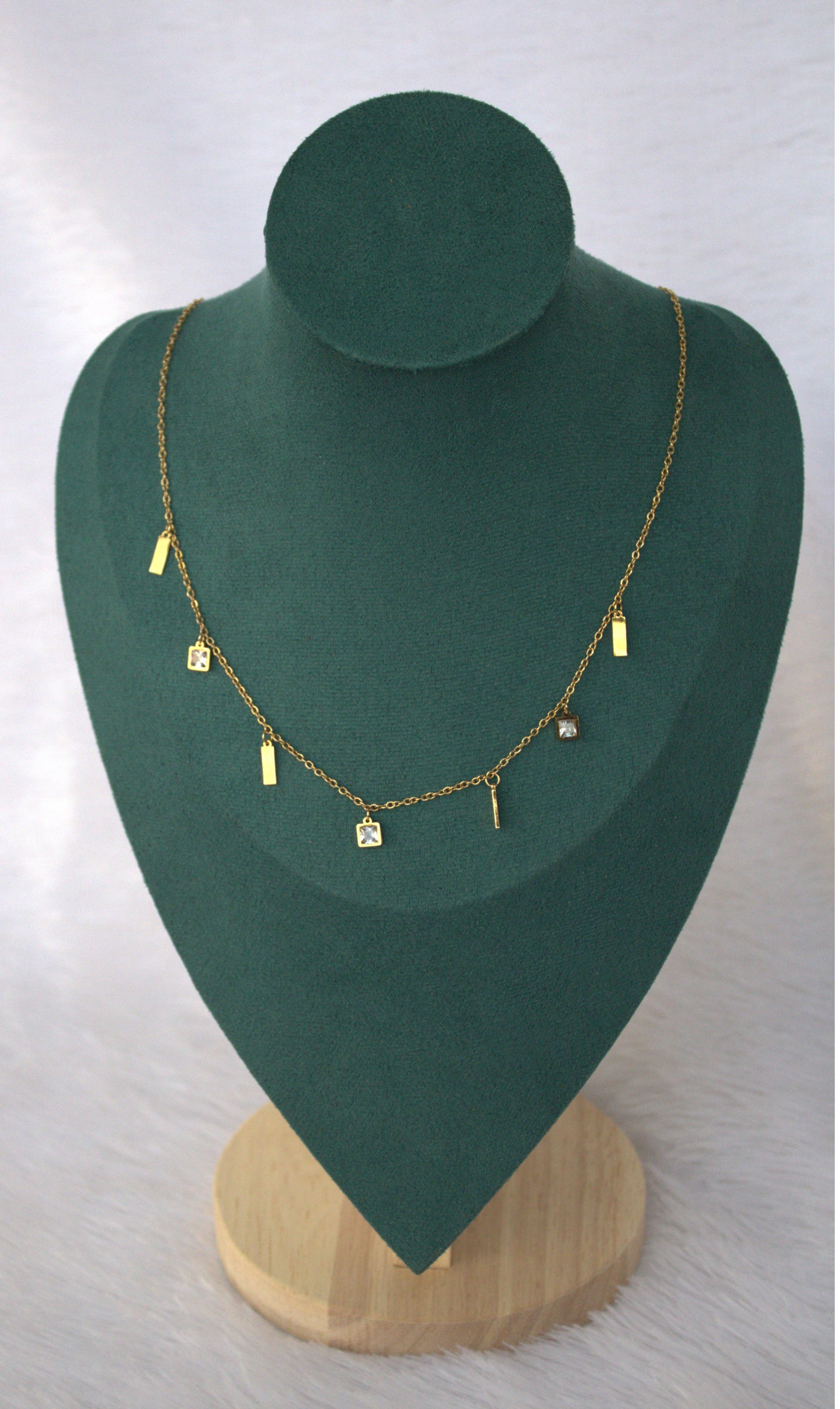 Small Stone and Golden Charms Dainty Necklace