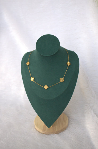 Golden Stone Clover Necklace