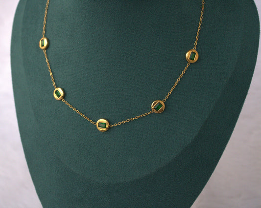 Green Round Charms Necklace