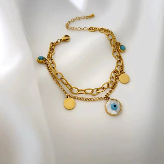 Golden Evil Eye Multi-Layer Bracelet
