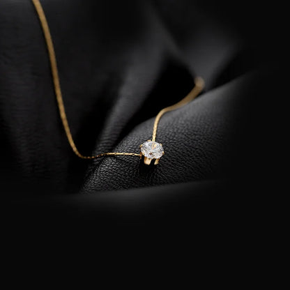 Dainty Round Solitaire Stone Necklace