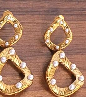 Golden Ripple Drop Statement Earrings