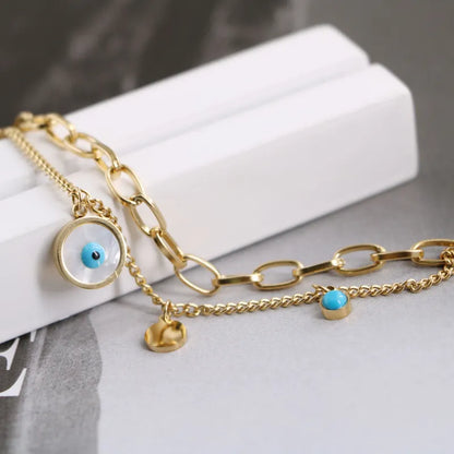 Golden Evil Eye Multi-Layer Bracelet