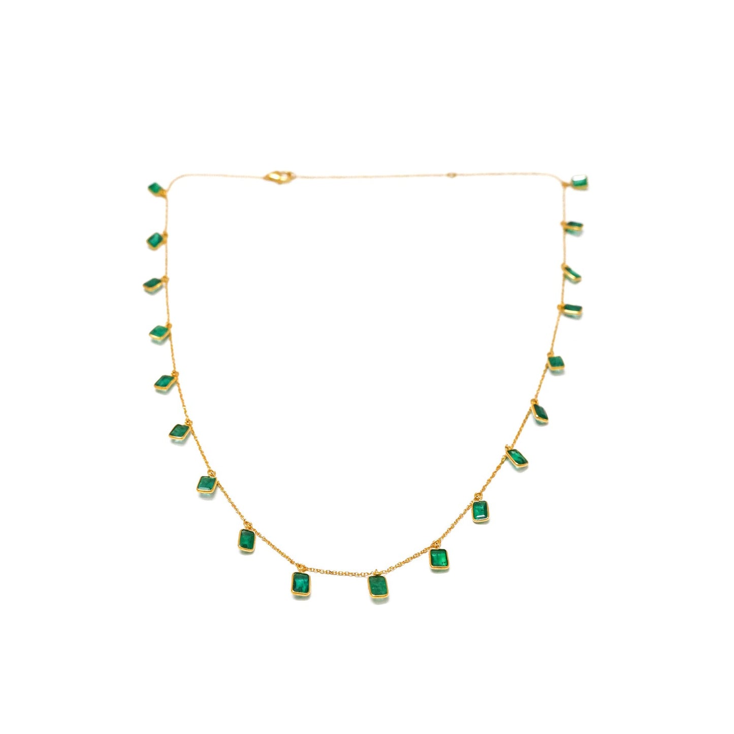 Emarald Stone Rectangle Dainty Charms Necklace