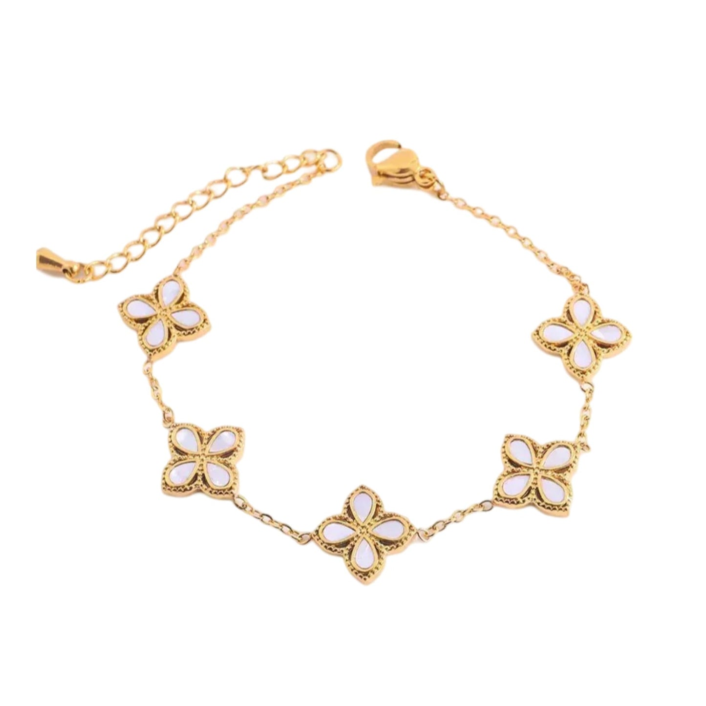 Golden Floral Charm Bracelet