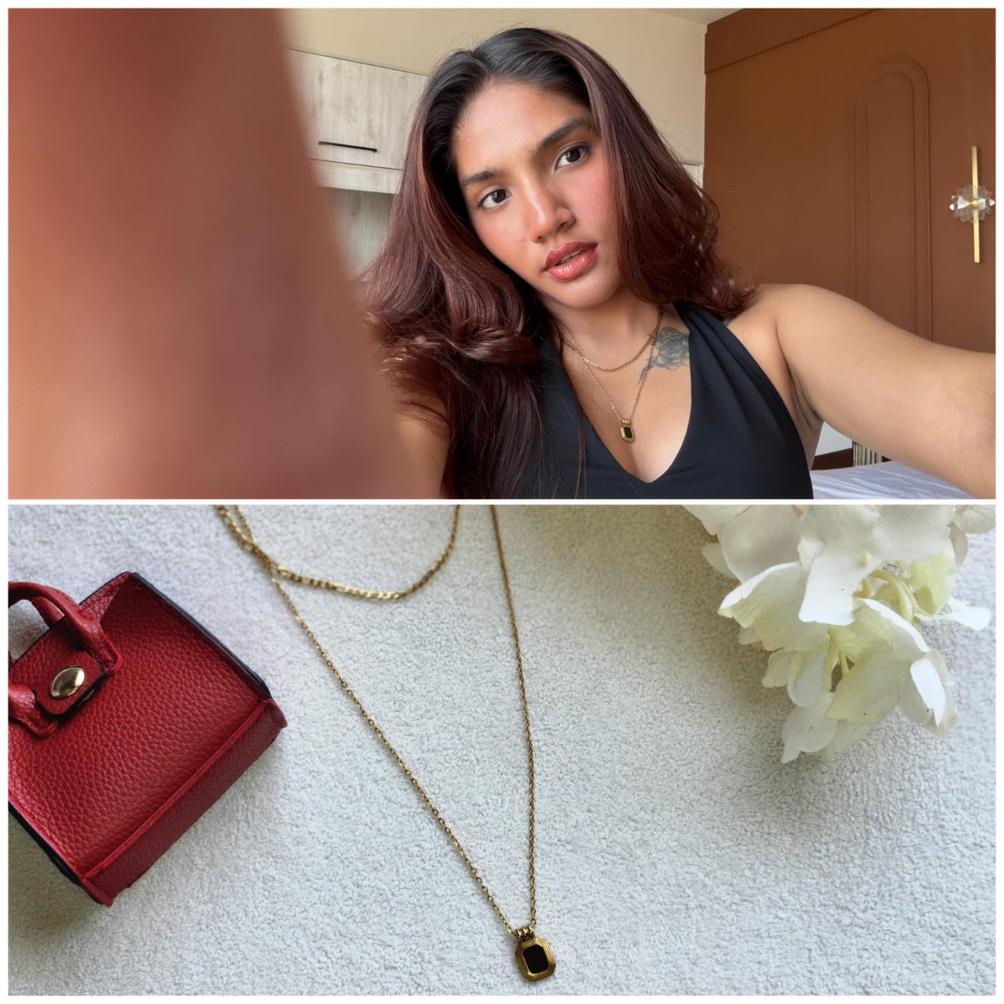 Double Layered Black Pendent Necklace