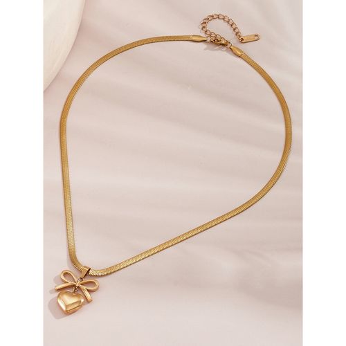 Heart and Bow Pendent Snack Chain Necklace