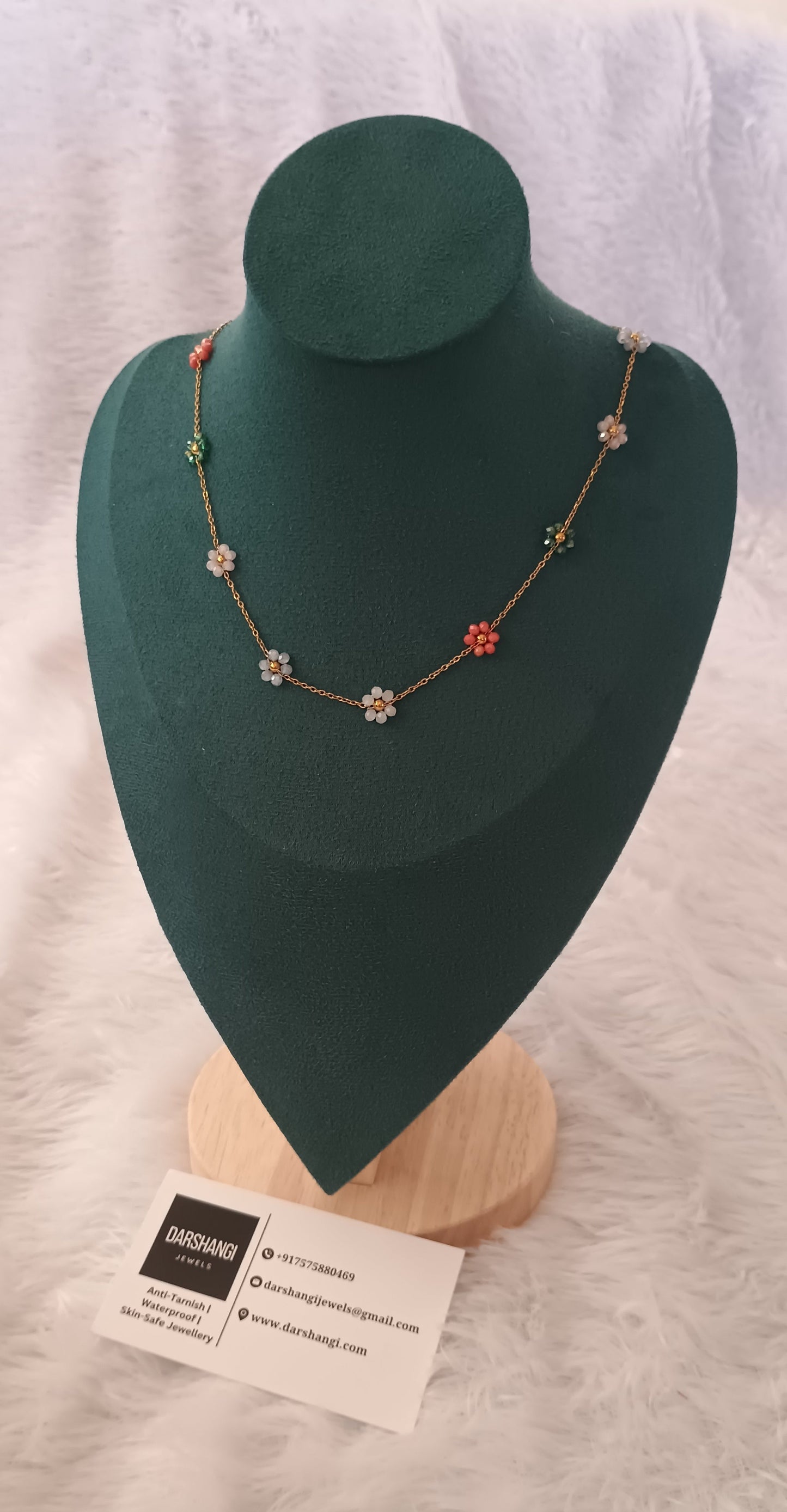 Multicolor Flower Charms Necklace