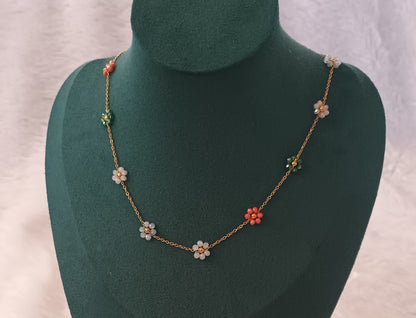Multicolor Flower Charms Necklace