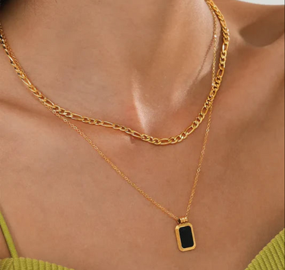 Double Layered Black Pendent Necklace