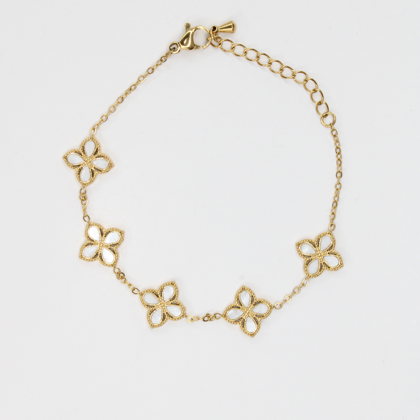 Golden Floral Charm Bracelet