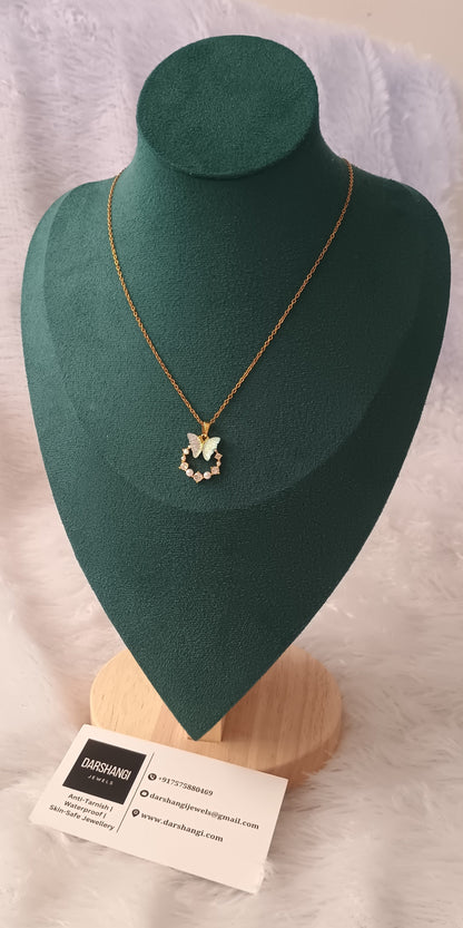 Blue Butterfly Chain Pandent Necklace