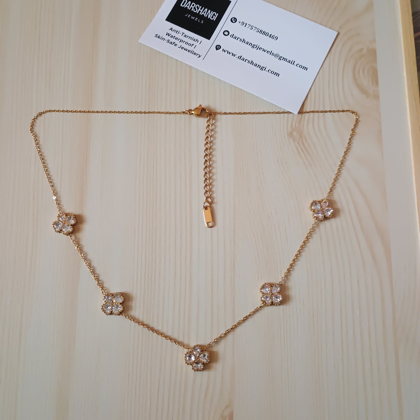 White Stone Floral Charms Necklace