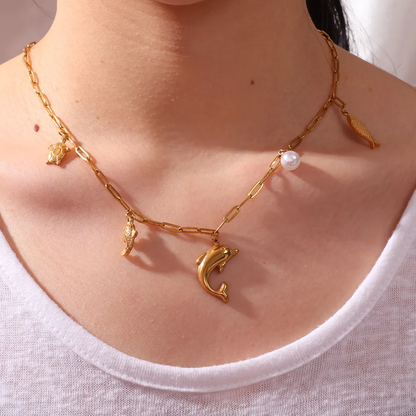 Ocean Charms  Necklace with Pearl Details