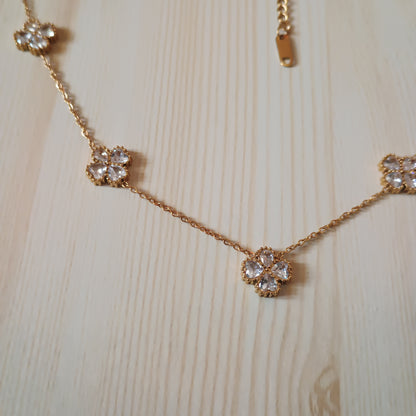 White Stone Floral Charms Necklace