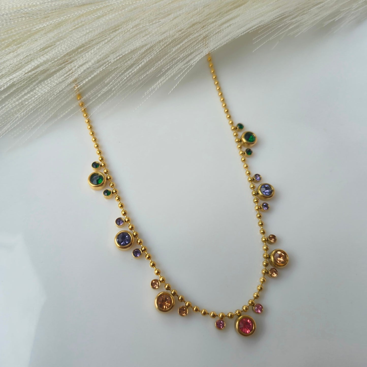 Radiant Multicolor Stone Necklace – Anti-Tarnish