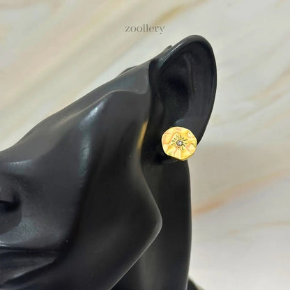 Circle Stone Stud Earrings