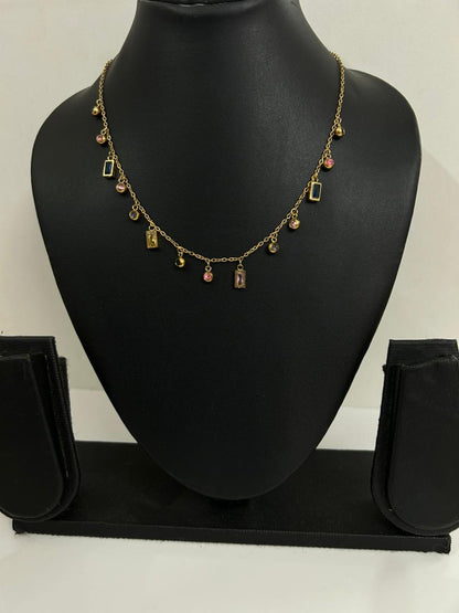 Colorful Small Multiple Charms Chain Necklace