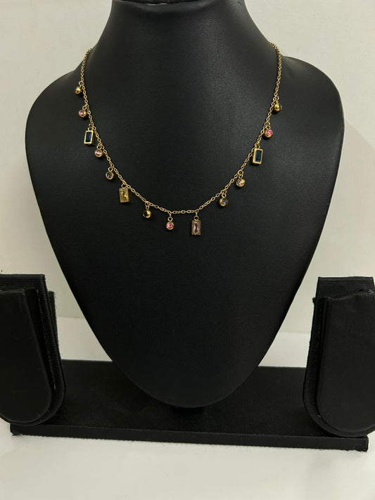 Colorful Small Multiple Charms Chain Necklace