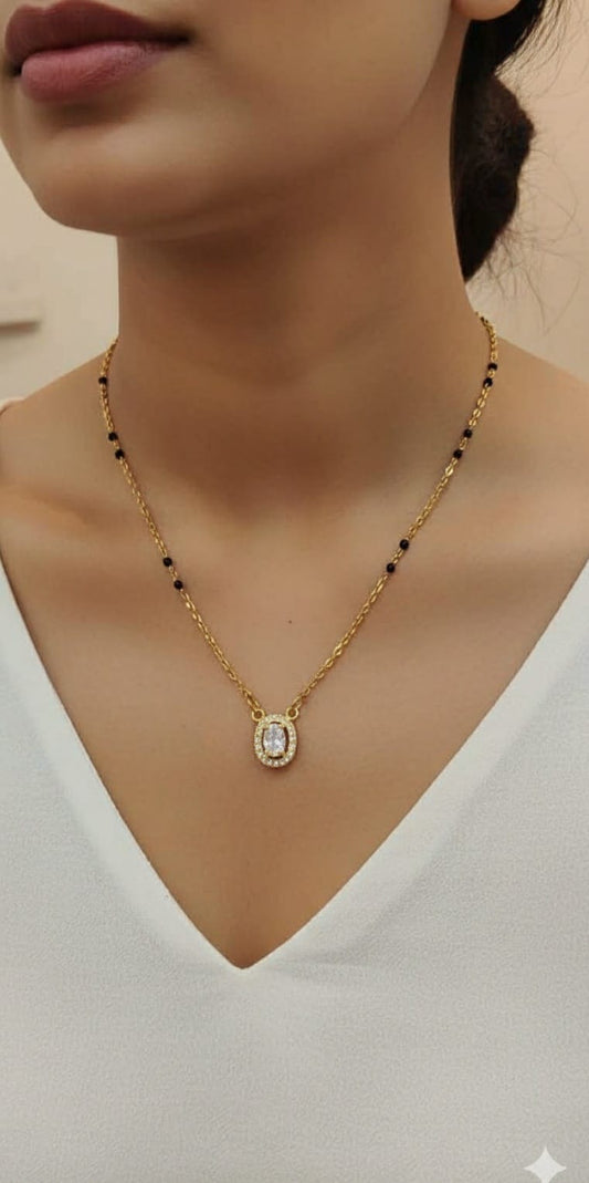 Oval shape stone mangalsutra