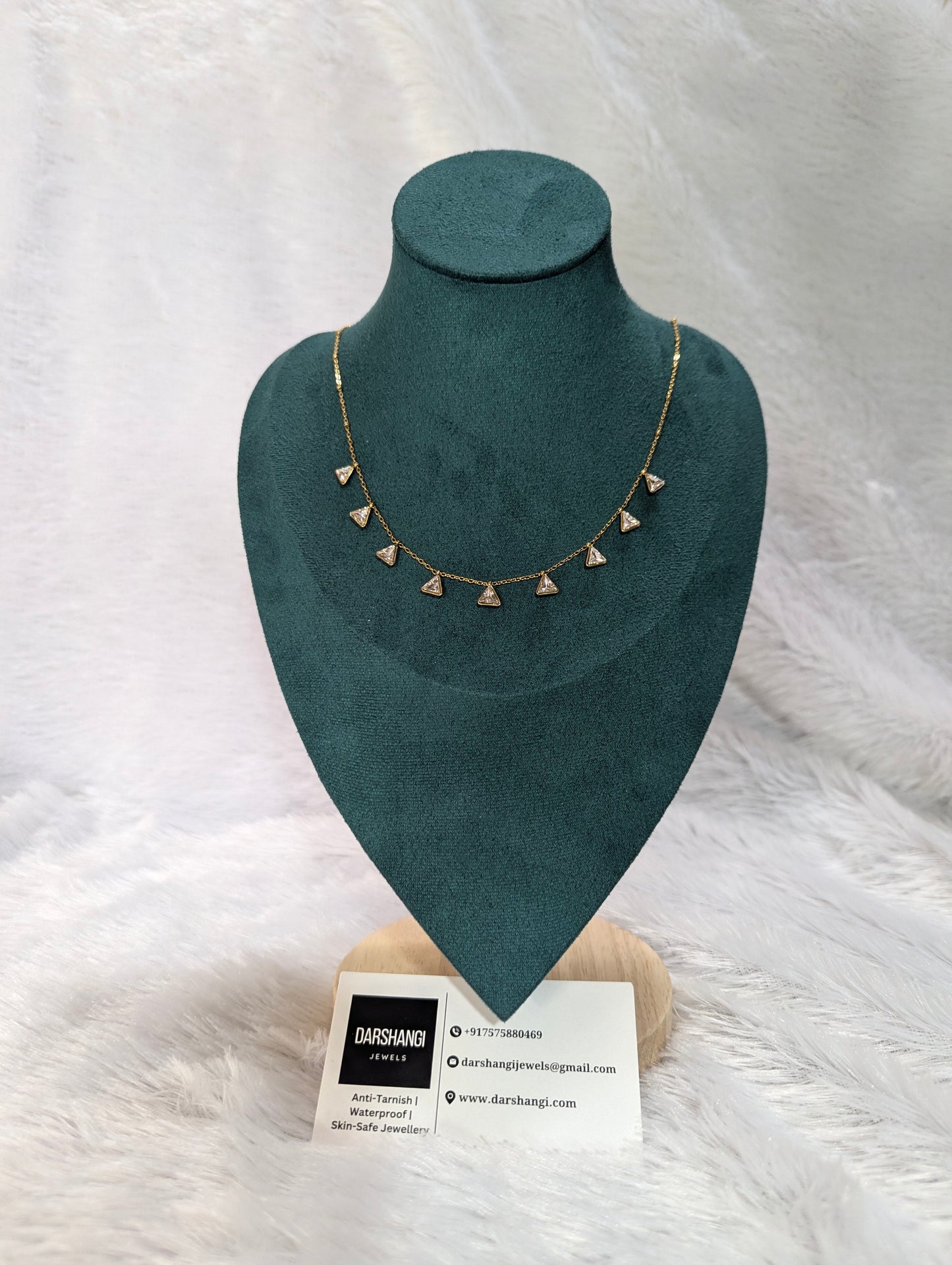 Minimal Triangle Solitaire Charm Necklace