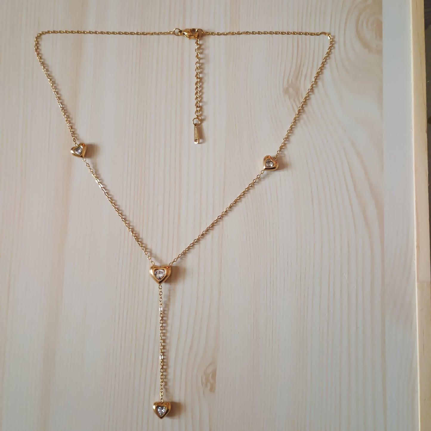 White Stone Heart Dangling Charms Necklace