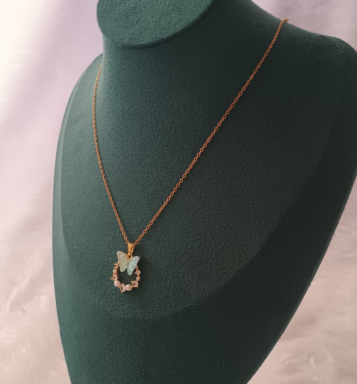 Blue Butterfly Chain Pandent Necklace