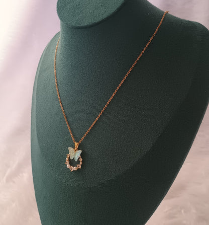 Blue Butterfly Chain Pandent Necklace